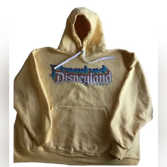 Disneyland Retro Style Yellow Hoodie , multicolor layered logo - Picture 1 of 8